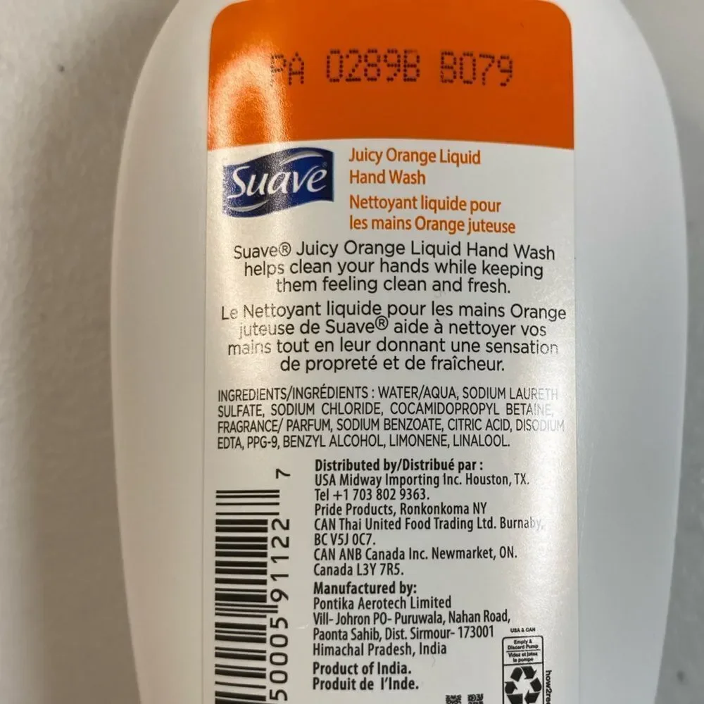 NEW SUAVE Juicy Orange Liquid Hand Soap Pump Bottle - 6.5 FL OZ